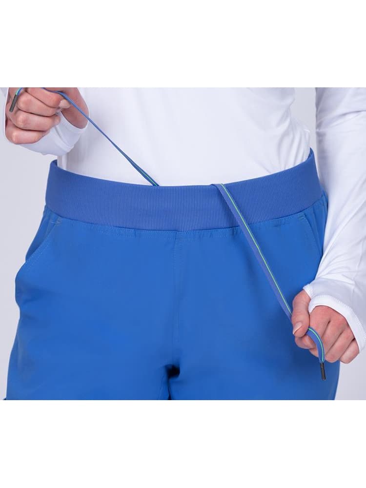 Meraki Sport Women's Jogger Scrub Pant in royal featuring a drawstring & an elastic rib knit waistband