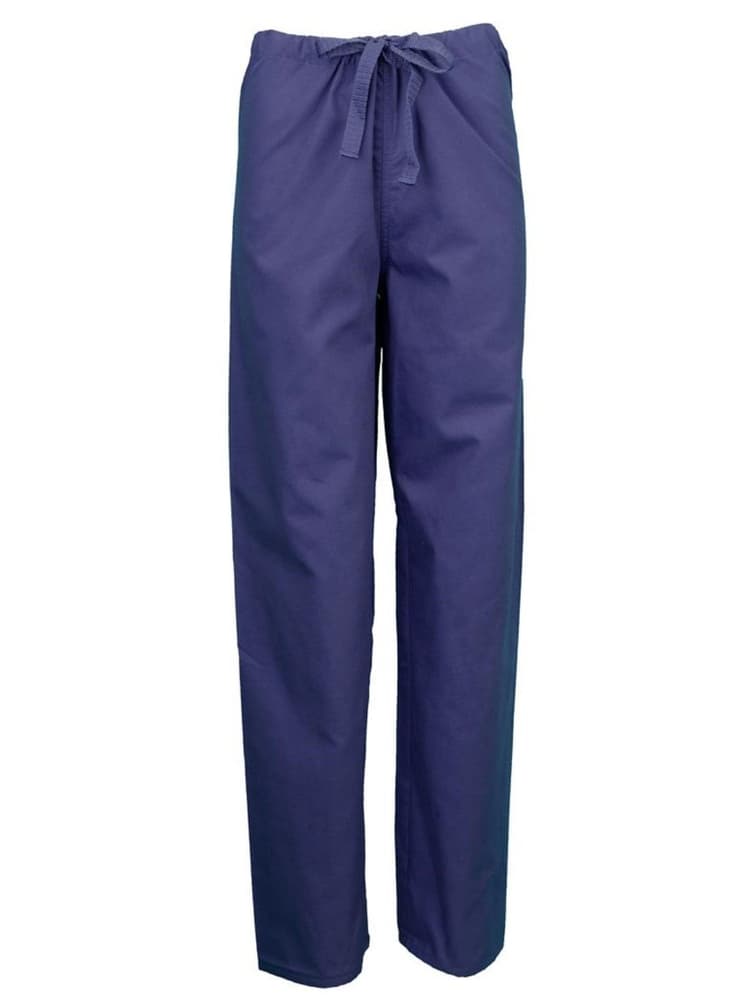 The Pocketless Unisex Drawstring Cargo Scrub Pant in navy size medium on a solid white background.