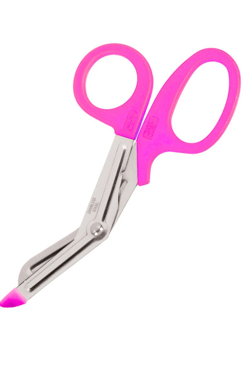 A picture of the Prestige Medical 7.5" EMT Utility Scissors in Hot Pink featuring professional quality stainless steel EMT scissors with a polished finish.