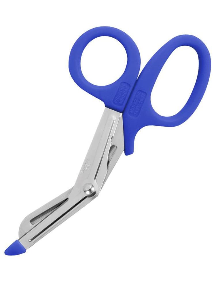 Prestige Medical 5.5" Nurse Utility Scissors in royal blue on a plain white background.