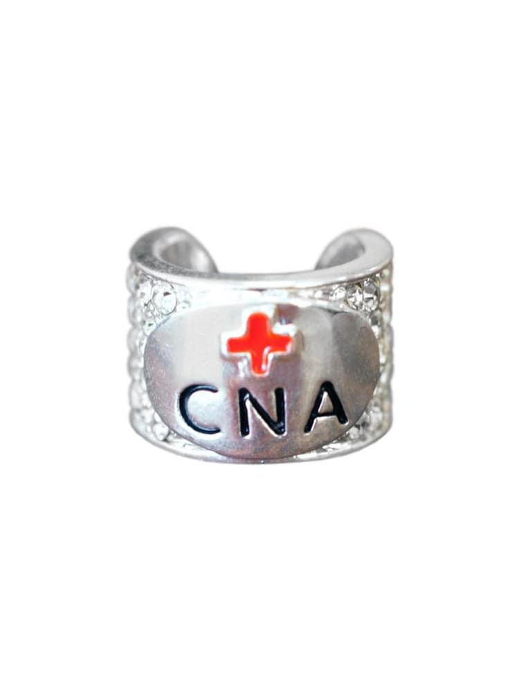 The CNA Prestige Medical "Charmed" Stethoscope Charm on a solid white background featuring rhinestones. 