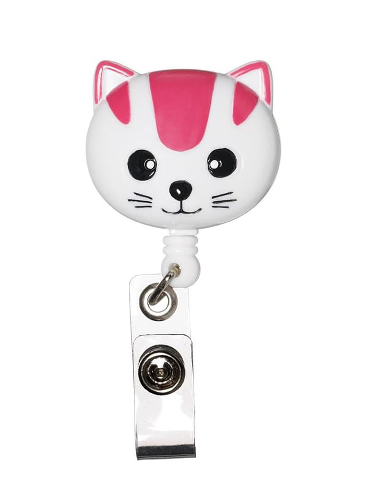 Prestige Medical Deluxe Retractzee ID Holder in pink and white cat