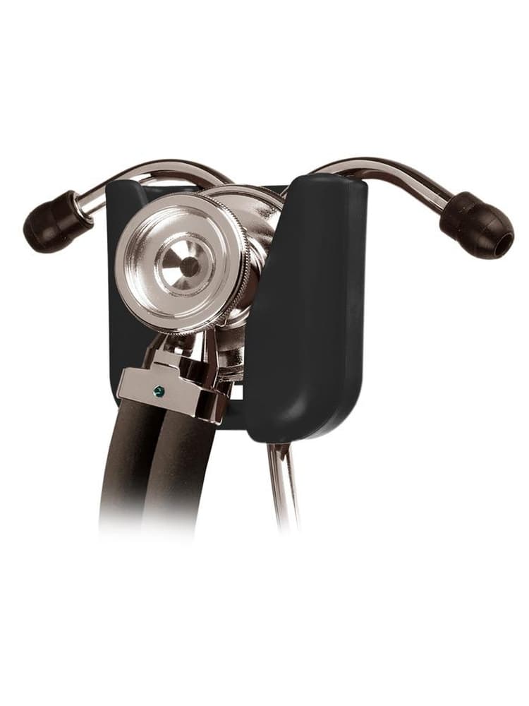 The Prestige Medical Hip Clip Stethoscope Holder in black on a plain white background.
