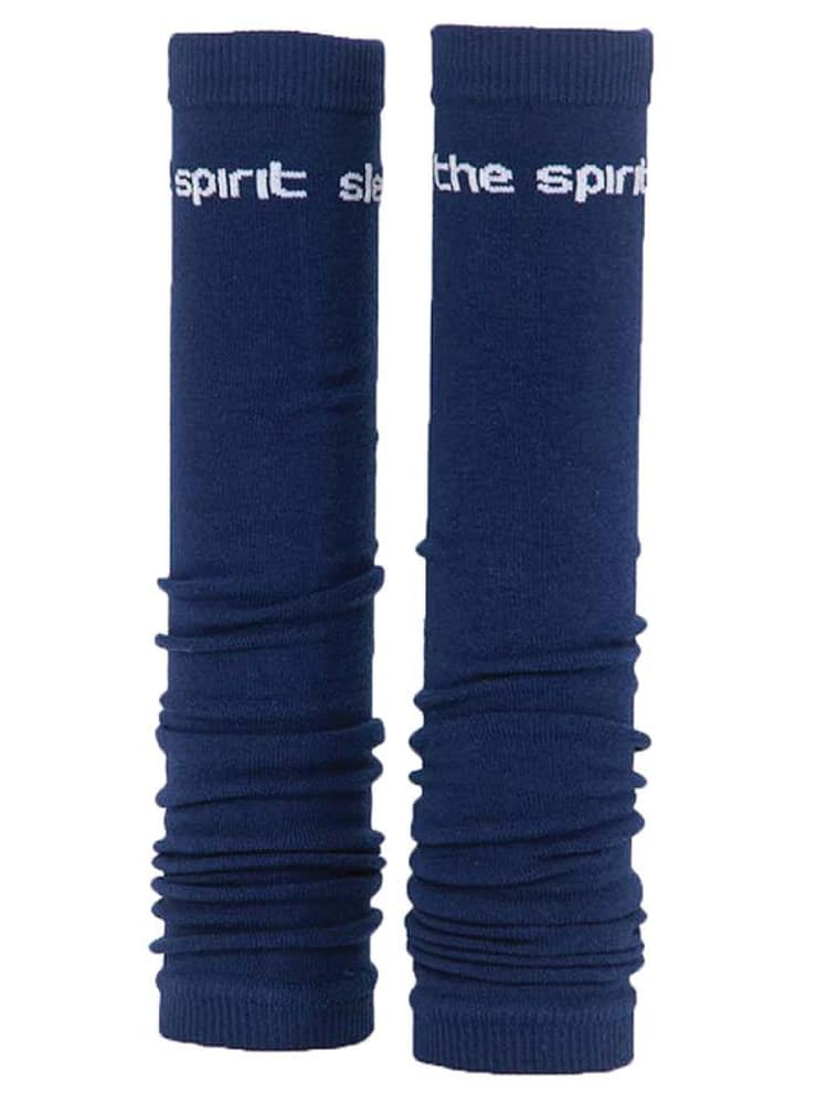 An image of the Prestige Medical Knitted Medical Sleeves in Navy featuring unique stretch fabric that is made of 68% cotton & 12% nylon .
