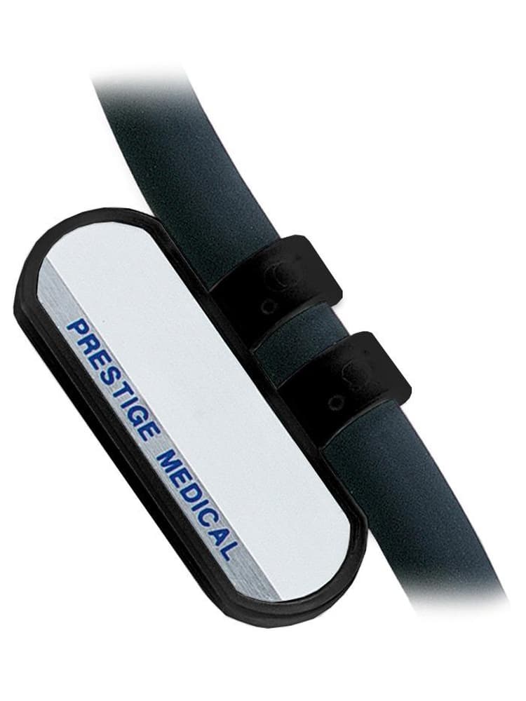 An image of the Prestige Medical Packaged Black Oval Stethoscope ID Tag allows you to add your name to your stethoscope.