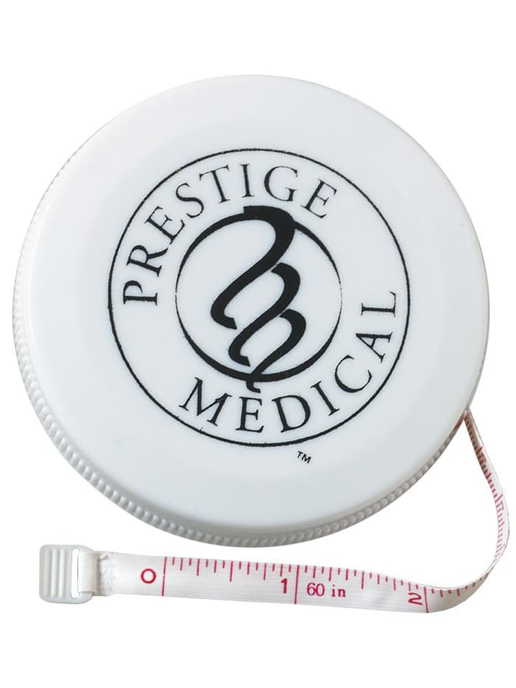 A Prestige Medical Retractable Tape Measure in White on a solid white background.