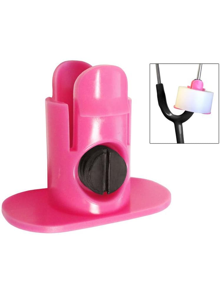 The Prestige Medical Stethoscope Tape Holder in Pink on a solid, white background.