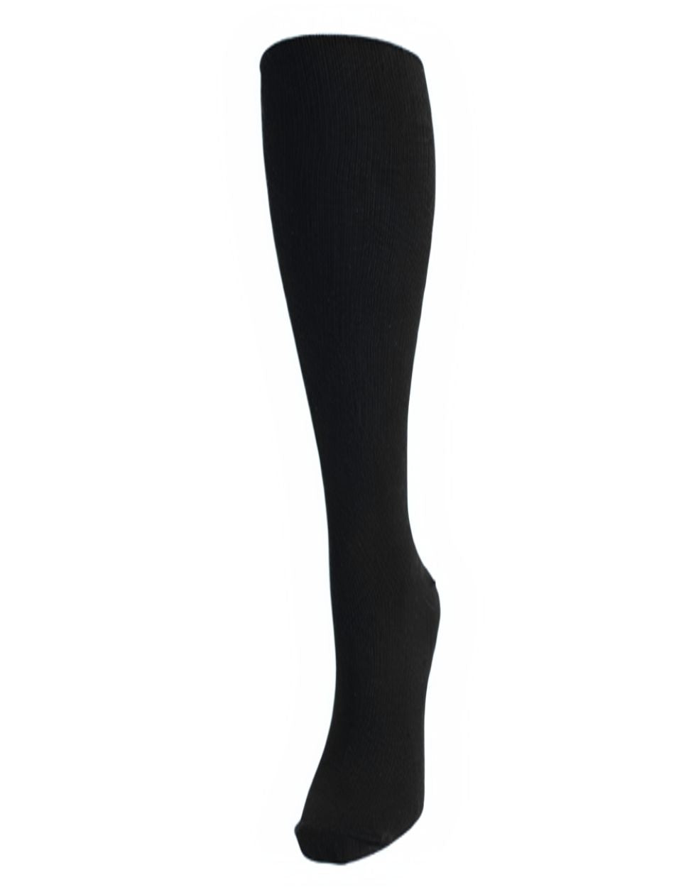 A look at the Pro Motion Men's Compression Sock in Black on a foot mannequin.