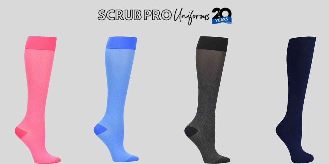 Solid color compression socks at Scrub Pro Uniforms.