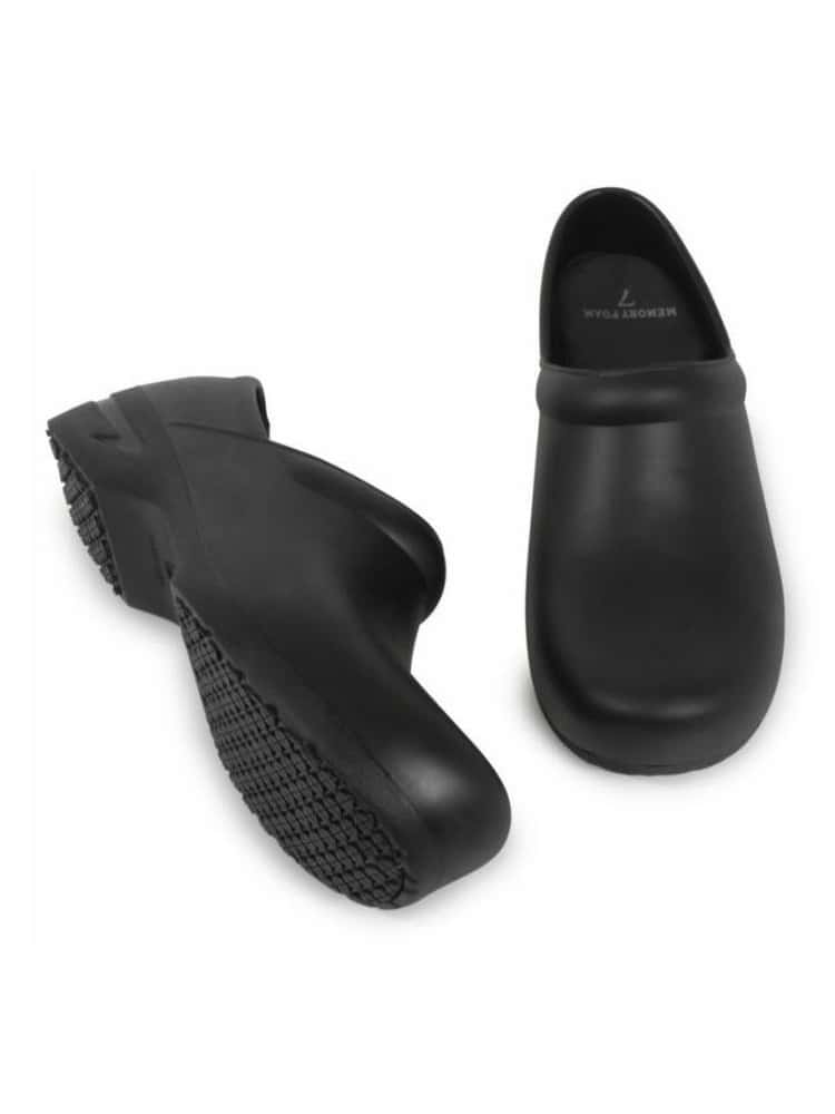 STEPZ Women's Slip Resistant Nurse Clogs in Black featuring water based slip resistance