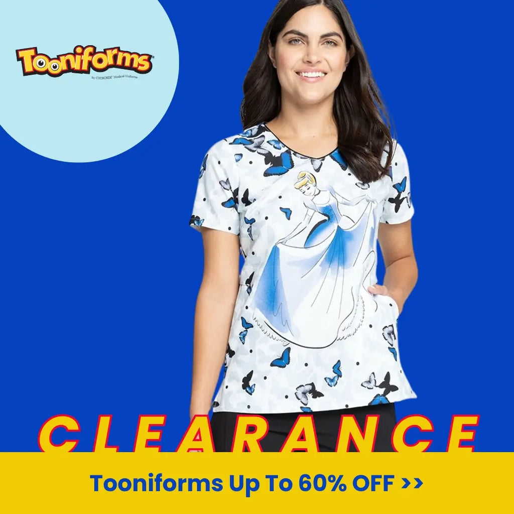 Cherokee Tooniforms Women's Printed Scrub Tops are up to 60% off at Scrub Pro Uniforms.