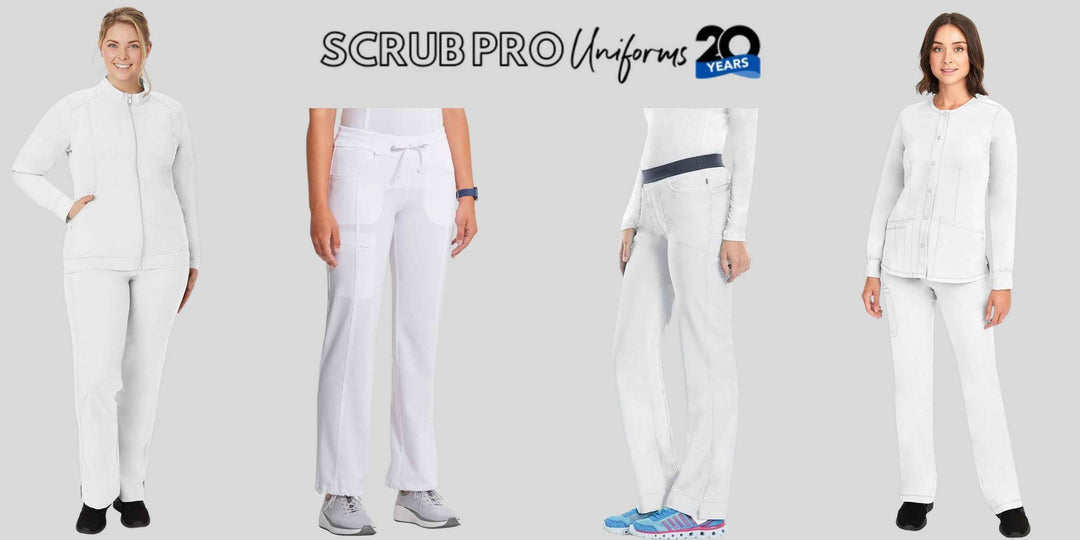 White scrub pants & jackets at Scrub Pro Uniforms