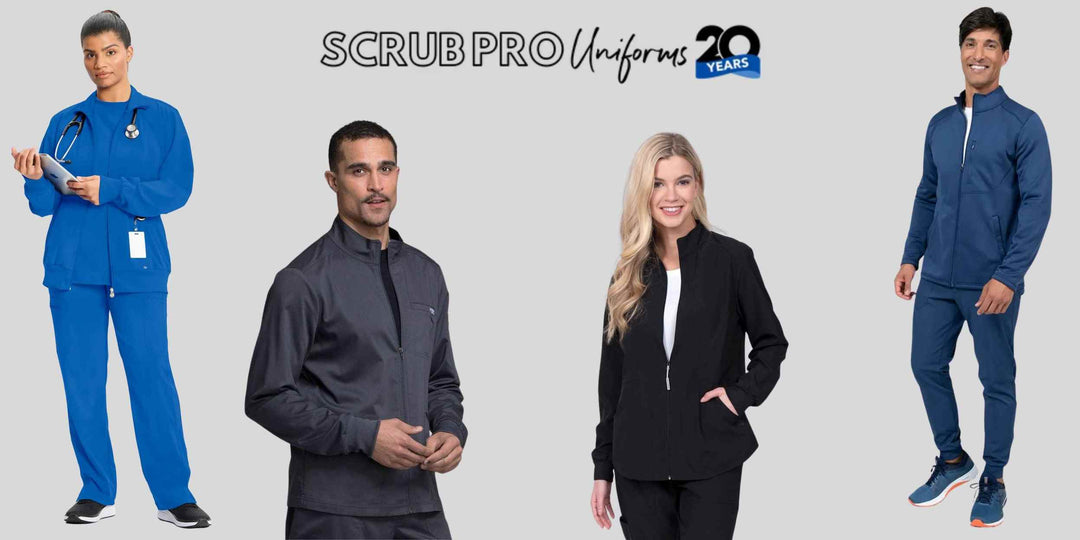 Zippered scrub jackets at Scrub Pro Uniforms.