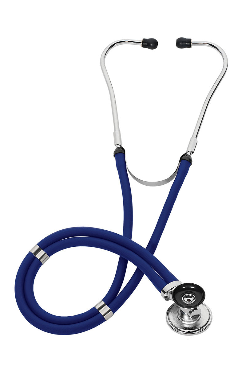 An image of the Prestige Medical Sprague-Rappaport Stethoscope in Navy featuring a full accessory pouch included with apurchase.