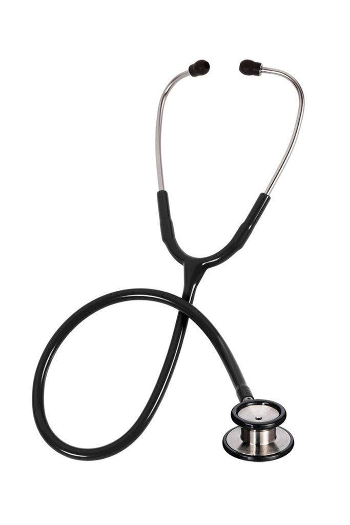 An image of the Prestige Medical Clinical I Stethoscope in Black featuring a lightweight anodized aluminum.