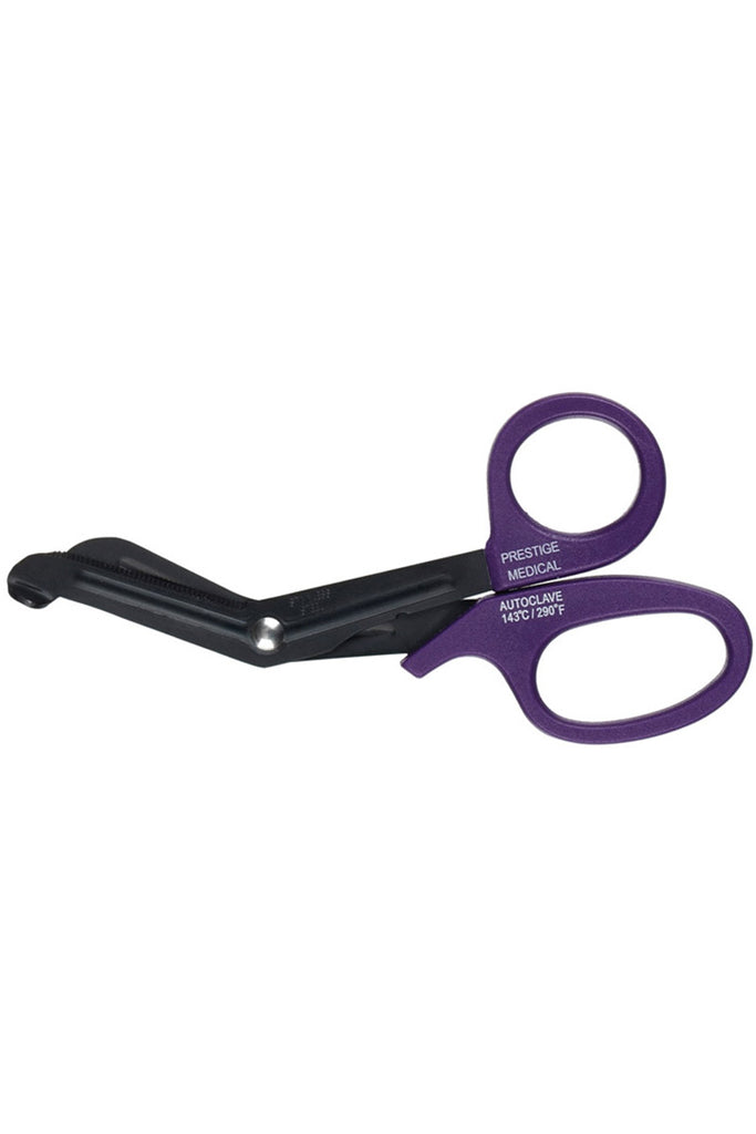 An image of the Prestige Medical 5.5" Premium Fluoride Scissor in Purple featuring milled shear serrations on the blades.