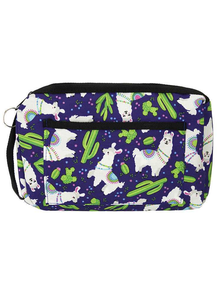 The Compact Carrying Case from Prestige Medical in "Llamas Purple" featuring a side, slip pocket.