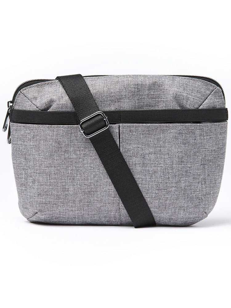 An image of the HeartSoul Convertible Utility Bag in Heather Grey featuring a single removable strap. 