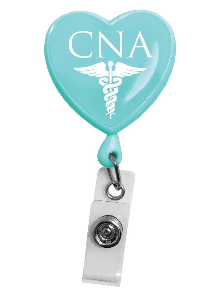 Prestige Medical Retractable ID Holder in "CNA Heart on Aqua Sea".