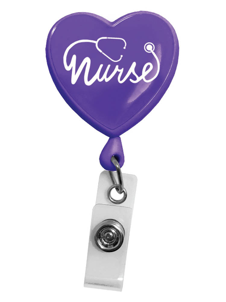 Pink RN heart retractable Badge reel, badge reel, ID badge holder, registered nurse gift