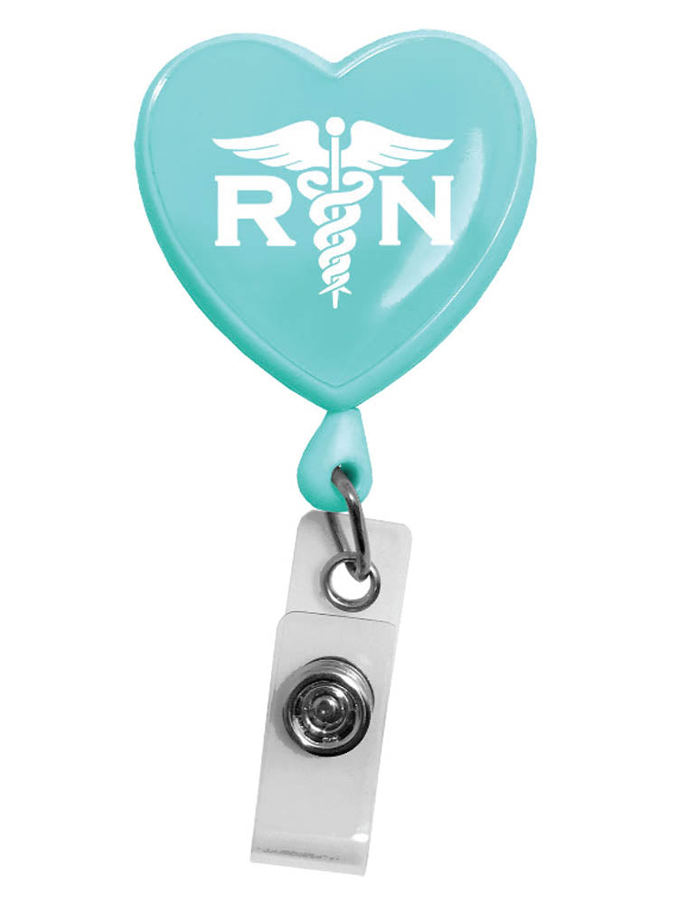 Prestige Medical Retractable ID Holder in "RN Heart on Aqua Sea".