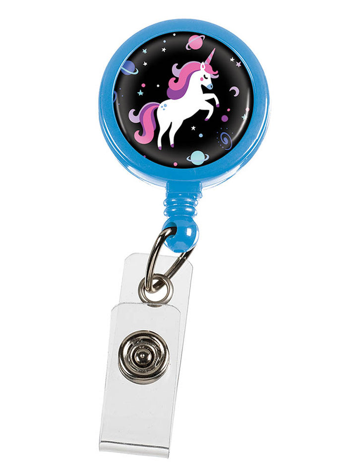 Prestige Medical Retractable ID Holder in "Unicorns Black".