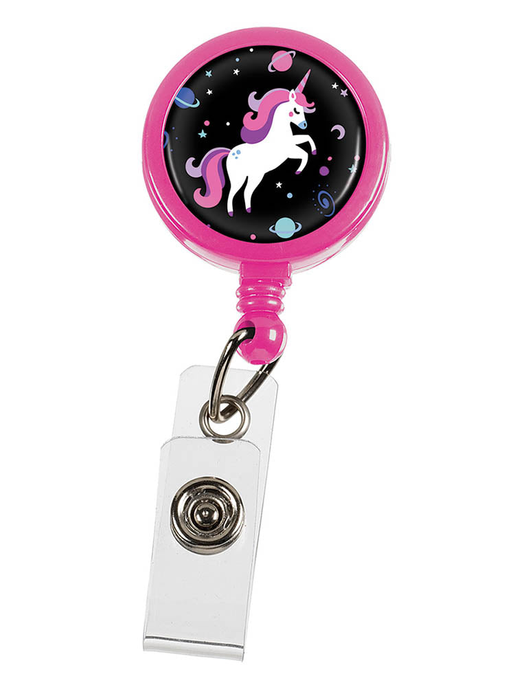 Prestige Medical Retractable ID Holder in "Unicorns Pink".