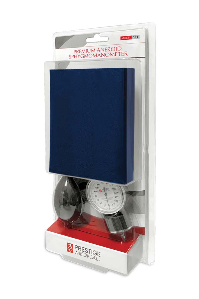 A picture of the Prestige Medical Premium Aneroid Sphygmomanometer in its plastic container. 