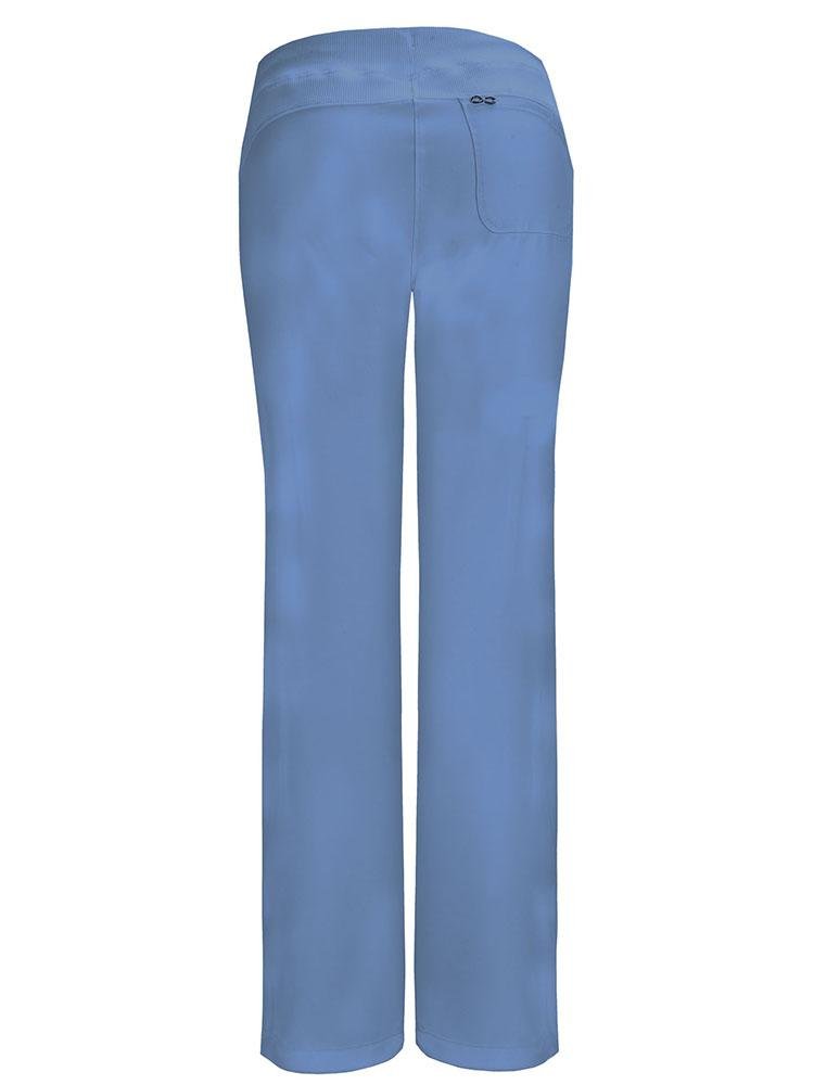 Back view of Cherokee Infinity Women's Low-Rise Straight Leg Scrub Pant in Ciel