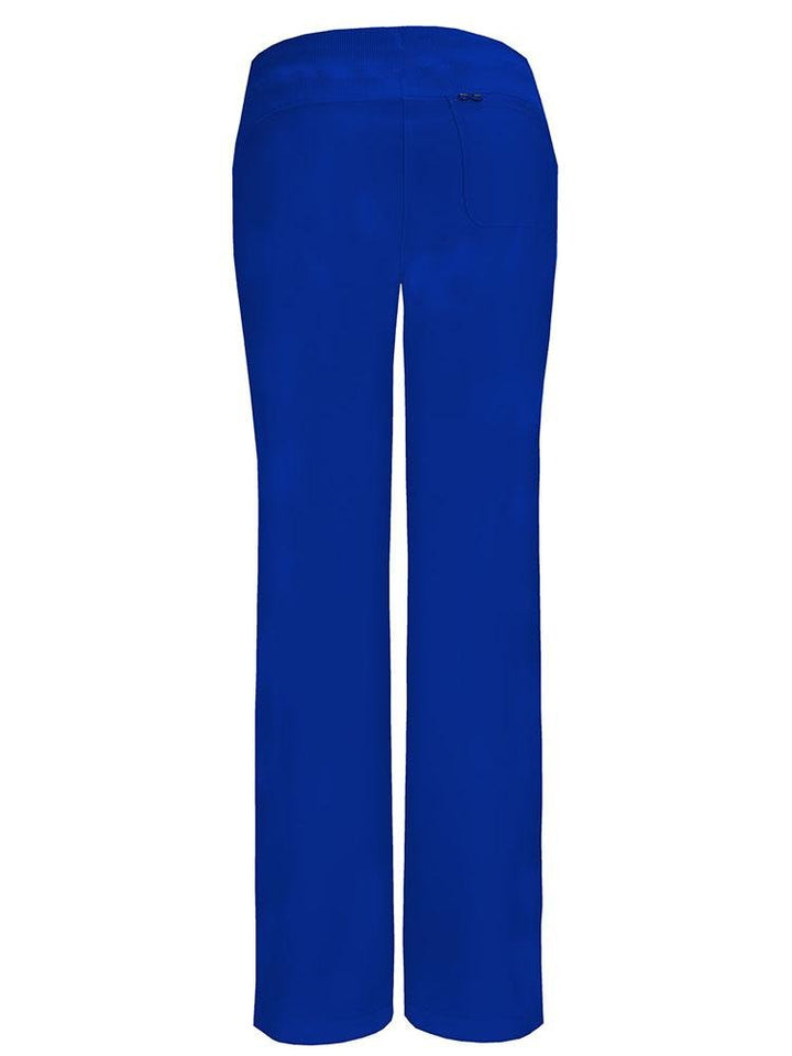 Back view of Cherokee Infinity Women's Low-Rise Straight Leg Scrub Pant in Galaxy Blue