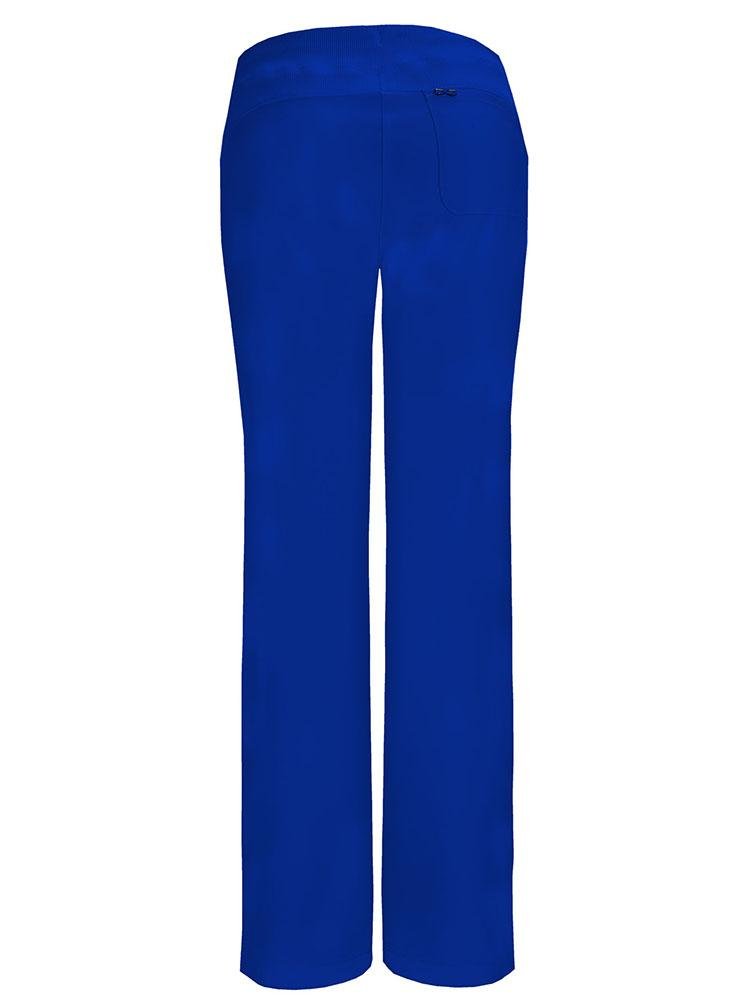 Back view of Cherokee Infinity Women's Low-Rise Straight Leg Scrub Pant in Galaxy Blue