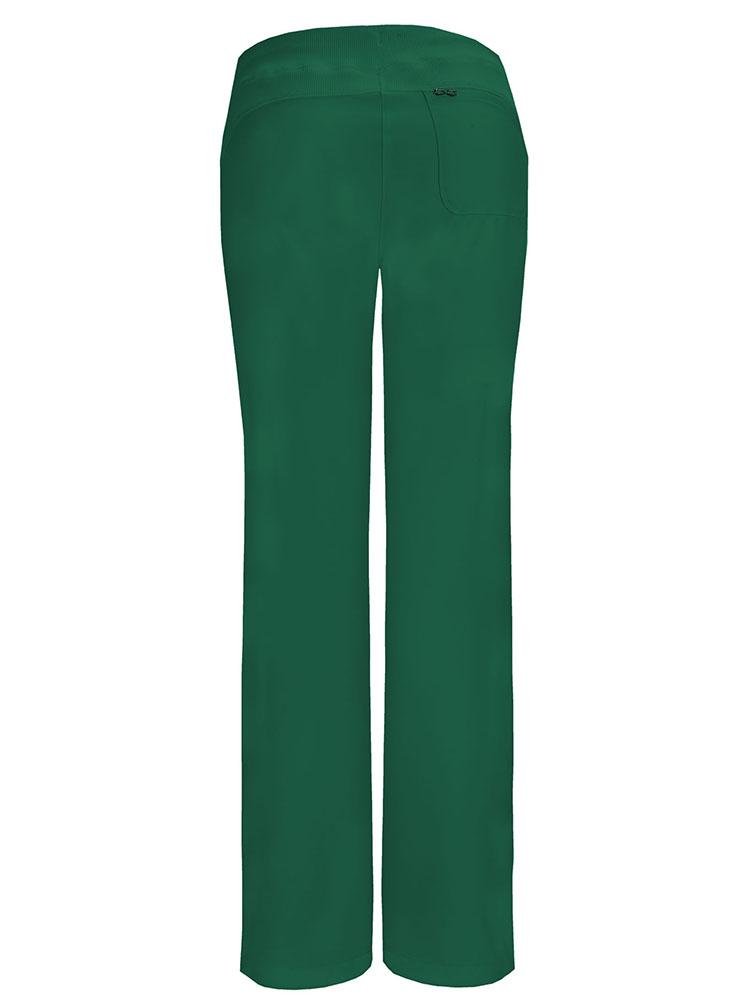 Back view of Cherokee Infinity Women's Low-Rise Straight Leg Scrub Pant in Hunter