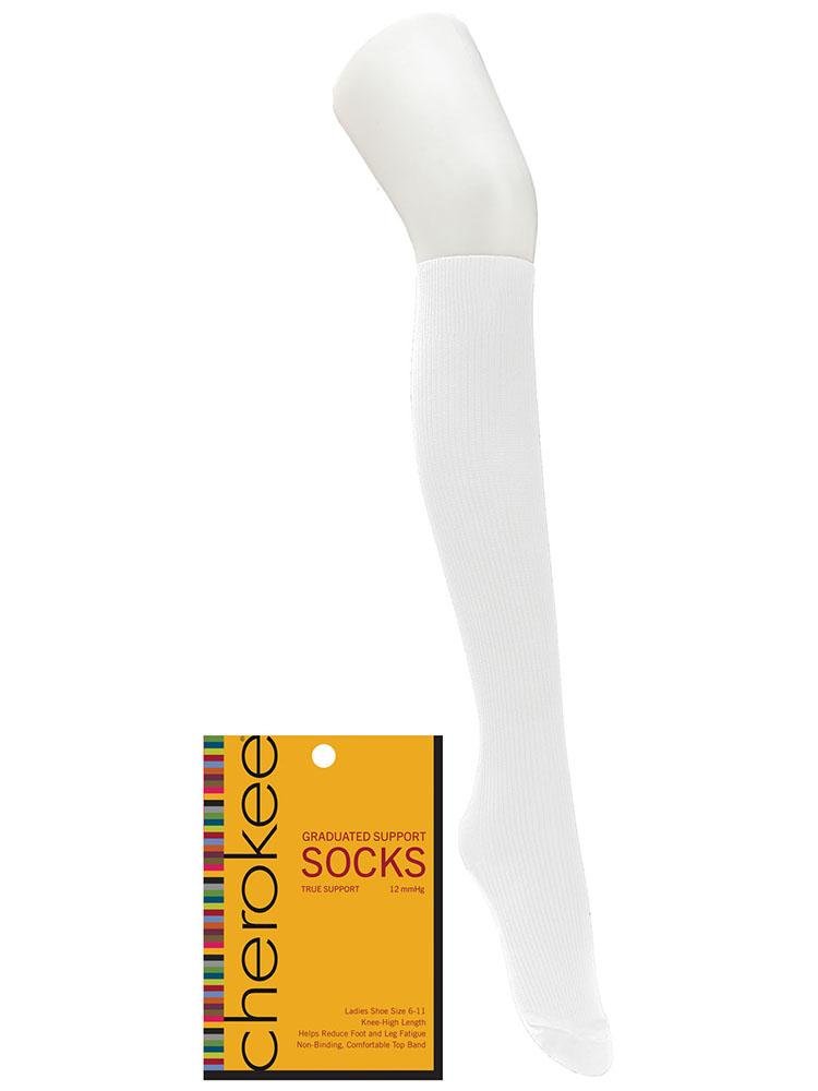 Cherokee Women's True Support Compression Socks in White provide mild compression
