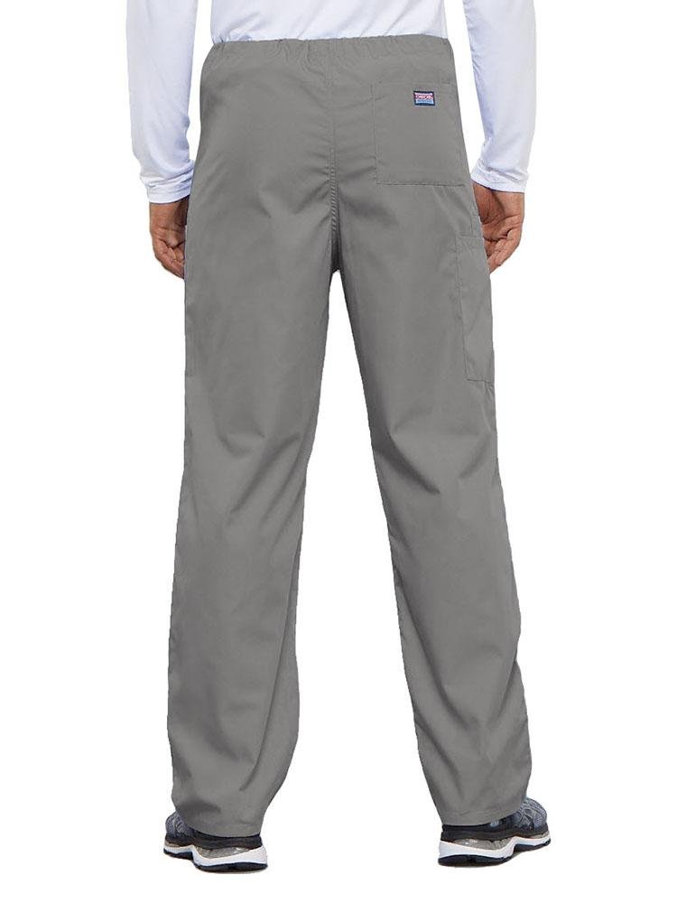 Cherokee Workwear Originals Unisex Drawstring Cargo Scrub Pant in grey featuring 1 back pocket