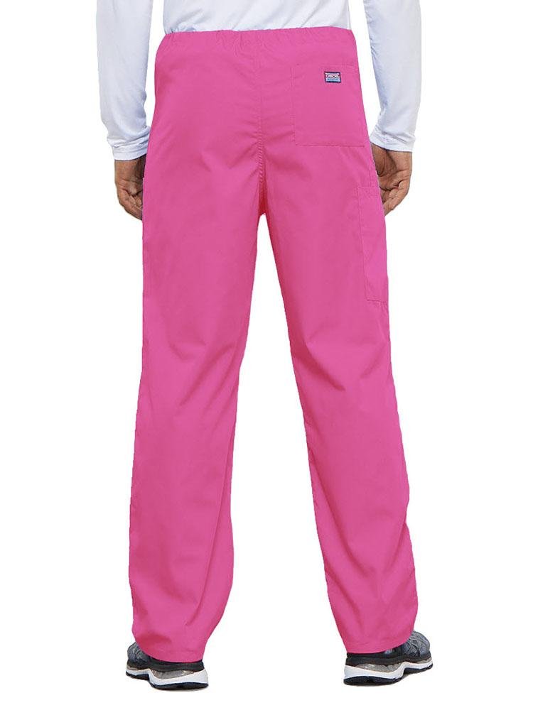 Cherokee Workwear Originals Unisex Drawstring Cargo Scrub Pant in shocking pink featuring 1 back pocket