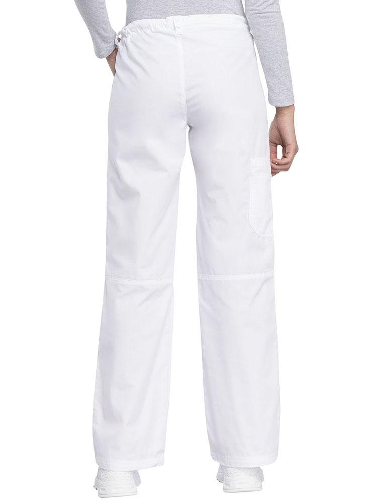Back view of Cherokee Workwear Originals Women's Low-Rise Drawstring Scrub Pant in White