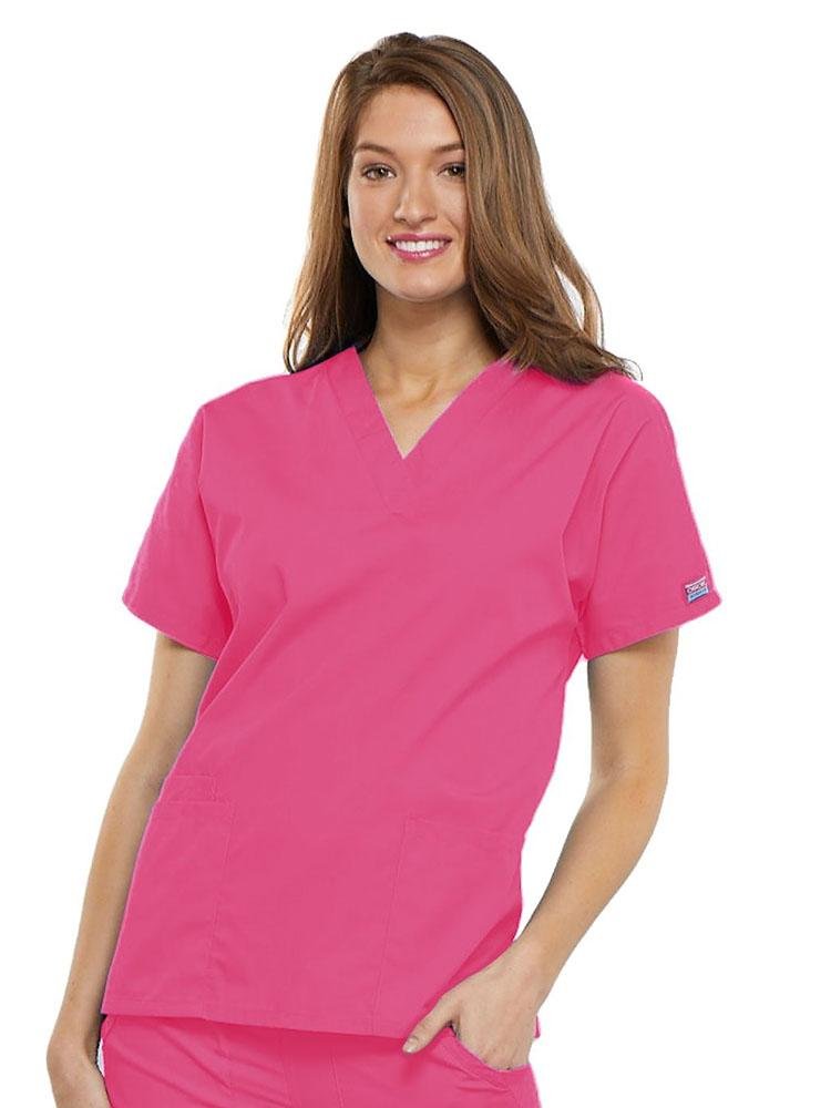 JWZUY Womens Loose Fit Ombre Top and Scrub Tops Professional Nursing  Uniform Workwear Professional Tunic Tees V Neck Short Sleeve Shirts Pink S  