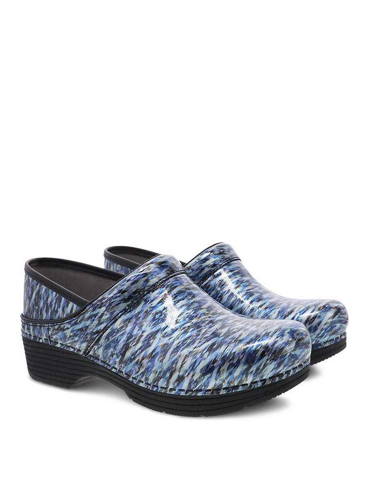 Dansko LT Pro Nurse Shoes in Blue Waves Patent featuring Dansko's wipe clean technology