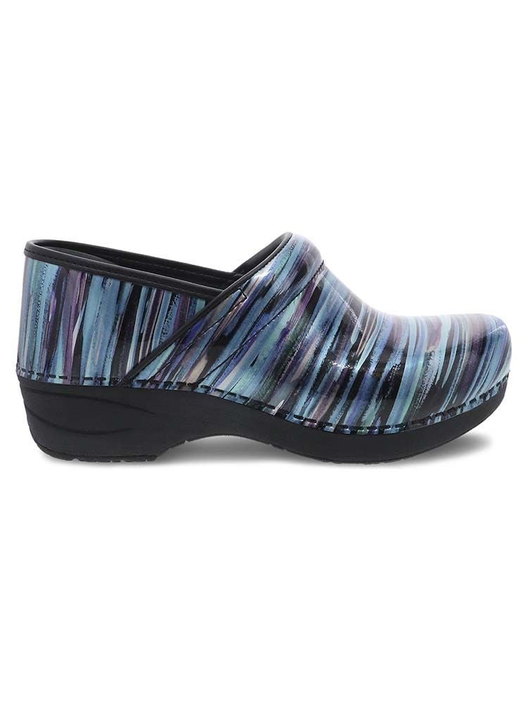 Dansko XP 2.0 Nurse Shoes in Teal Striped Patent featuring accommodation for most standard and custom orthotics.