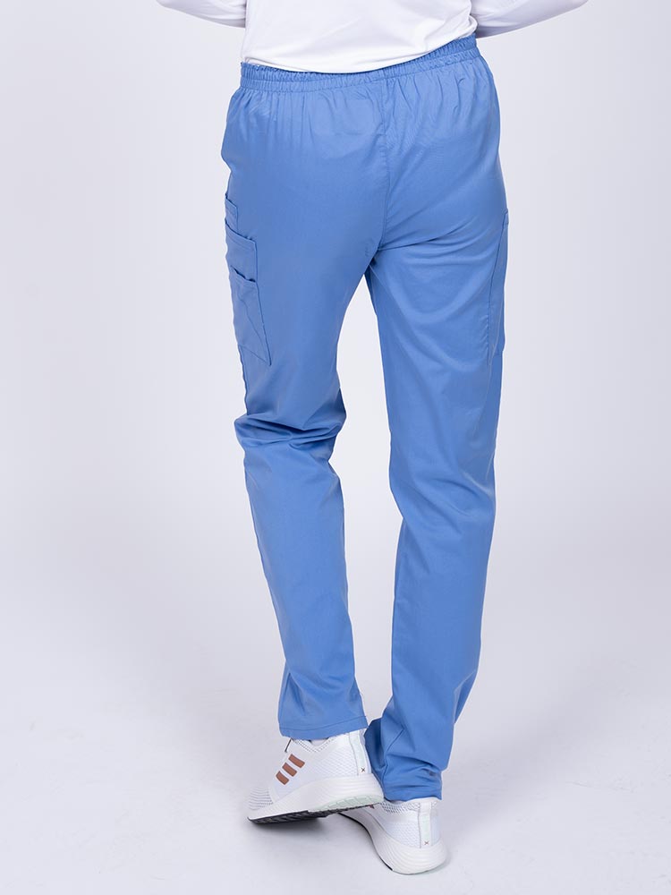 Nurse wearing an Epic by MedWorks Women's Elastic Waist Scrub Pant in ceil with an innovative stretch fabric designed to move with you all day.