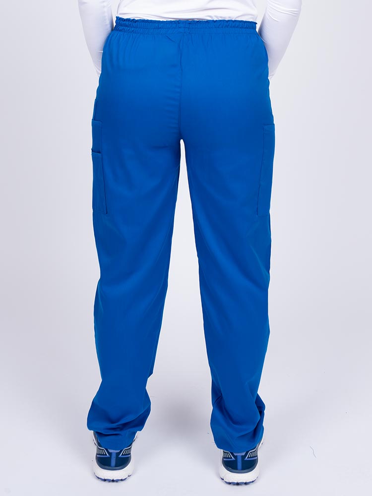 Nurse wearing an Epic by MedWorks Women's Elastic Waist Scrub Pant in royal with an innovative stretch fabric designed to move with you all day.