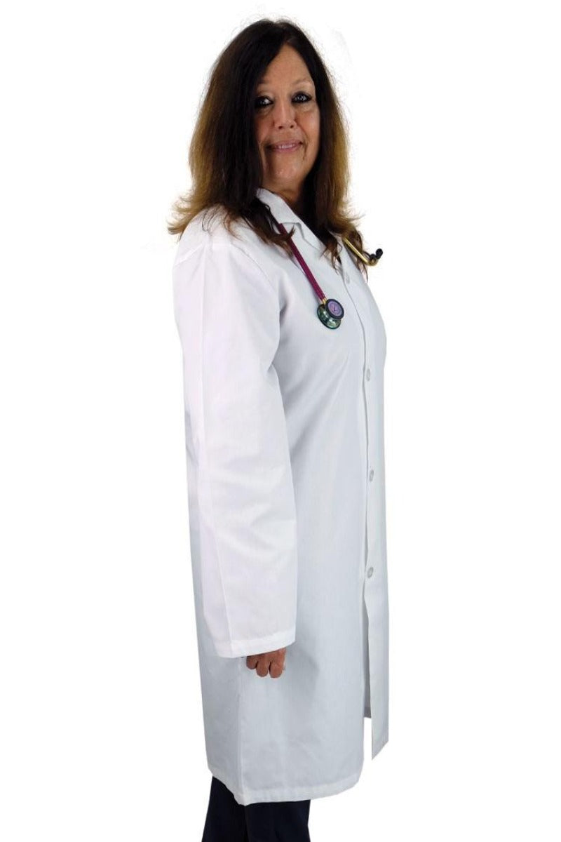 Luv Scrubs Unisex 40" No Pocket Lab Coat | White - Scrub Pro Uniforms