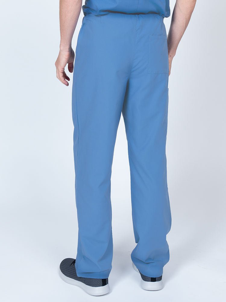 Male nurse wearing a Luv Scrubs Unisex Drawstring Cargo Pant in ceil featuring a lightweight, breathable fabric.