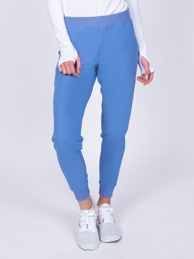 Meraki Sport Women's Jogger Scrub Pant in ceil featuring comfortable lightweight fabric