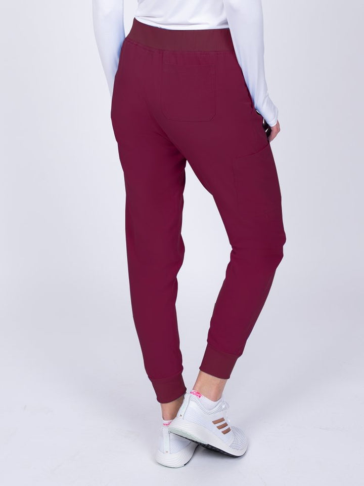 Meraki Sport Women's Jogger Scrub Pant in wine featuring 1 back pocket