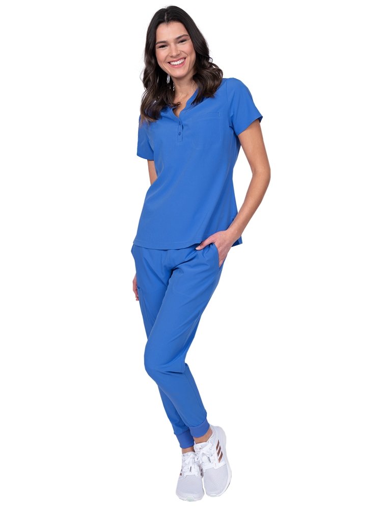 Meraki Sport Women’s Tuck-In Scrub Top in royal featuring a Front welt chest pocket