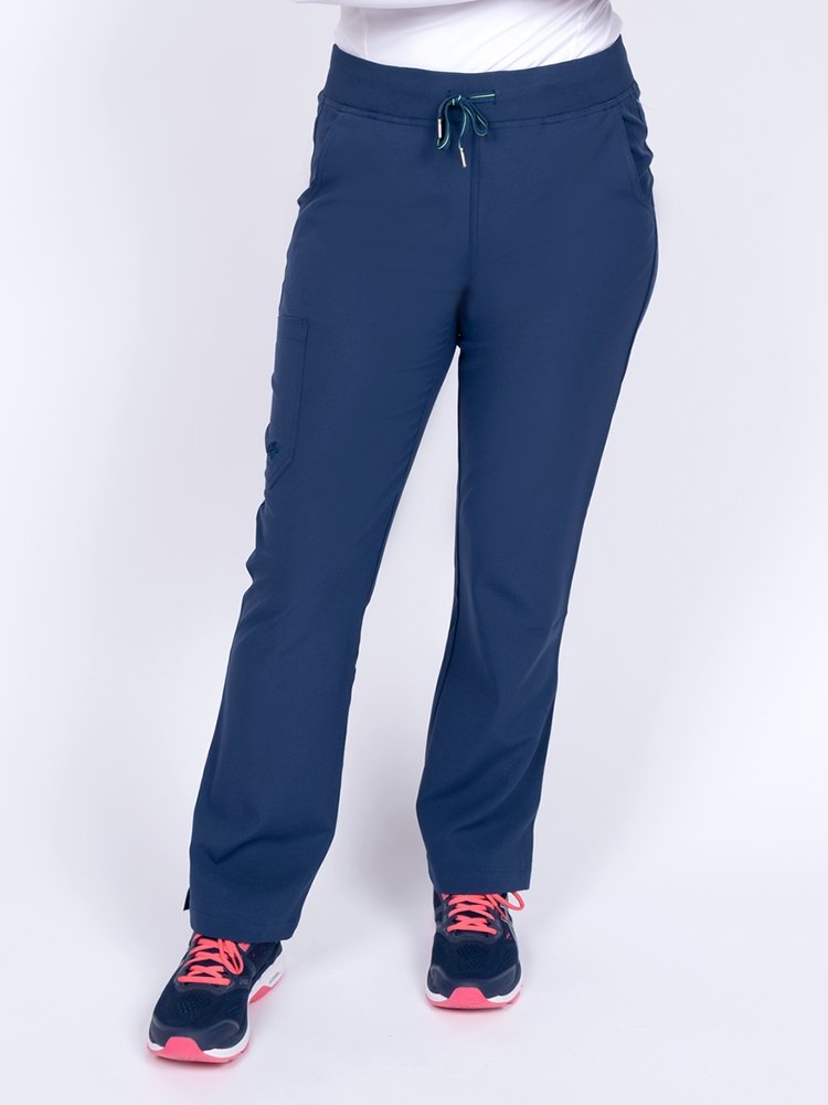 Meraki Sport Women's Yoga Scrub Pant in navy featuring 4 pockets including a cargo pocket