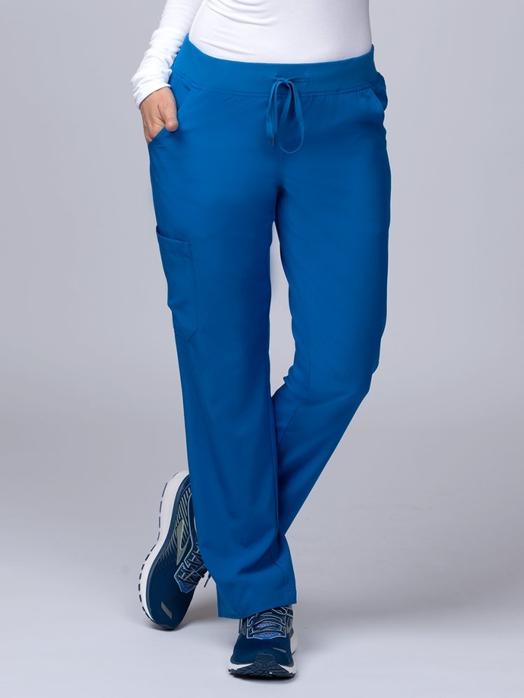 Meraki Sport Women's Yoga Scrub Pant in royal featuring 4 pockets including a cargo pocket