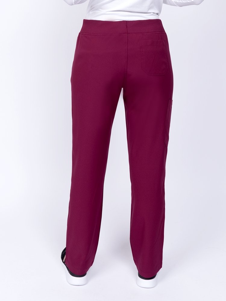 Meraki Sport Women's Yoga Scrub Pant in wine featuring 4-way stretch fabric for easy movement