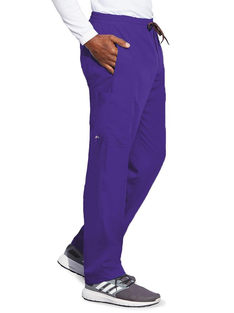 Barco Motion Men's Jake Zip Fly Cargo Scrub Pant in new grape featuring tapered legs